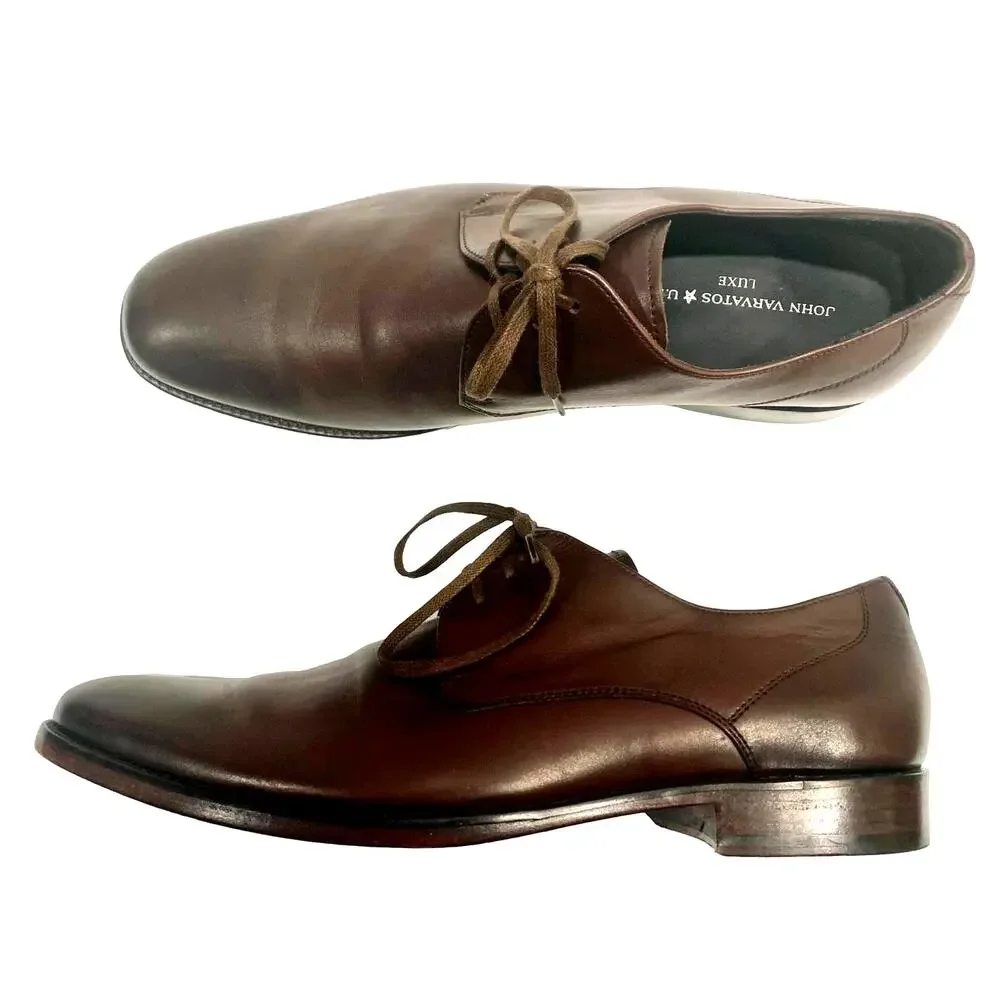 John Varvatos Luxe Lace Up Leather Oxfords Brown | Men 9.5 EUC